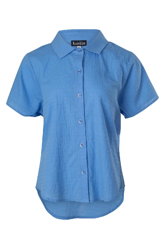 100% Cotton Textured Shirt | MID BLUE | 6104A1