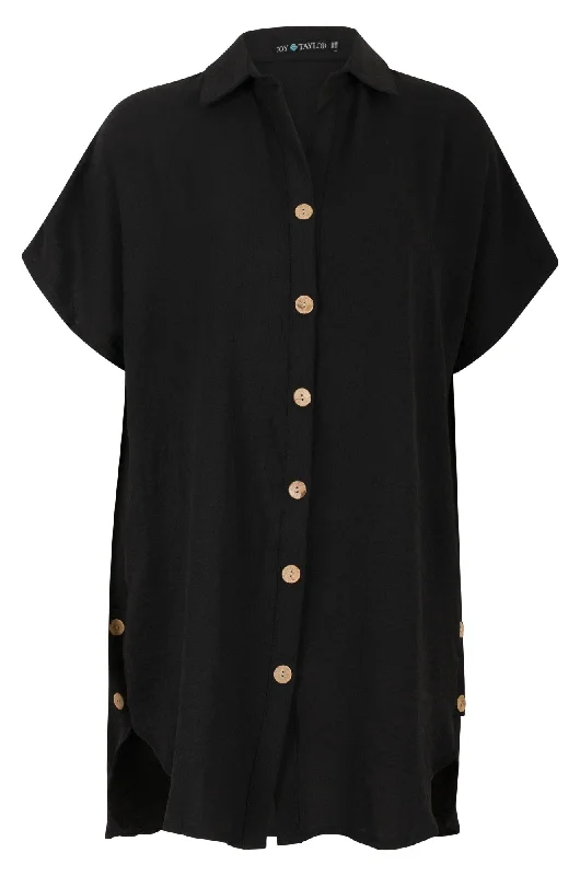 Long-line casual look Shirt | BLACK | 0502A1