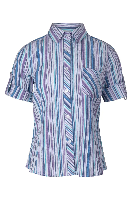 Stripe Seersucker Shirt | Purple Lilacs | 6711A1