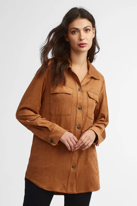 Veste surchemise en suède végane - Femme