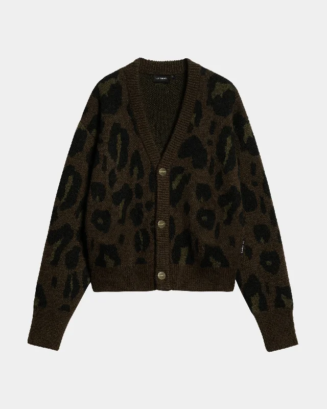 Women’s Merton Cardigan | Tamarind Camo Leopard Jacquard