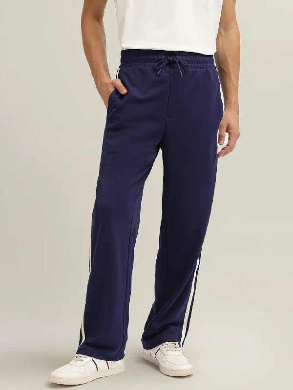 Gant Men Blue Solid Mid-Rise Track Pant