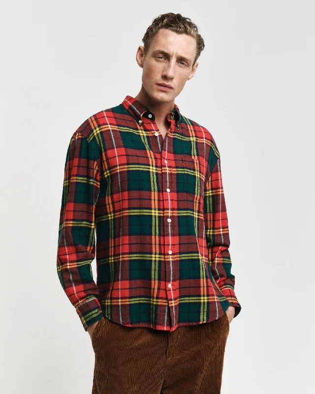 Gant Men Red Checked Button-Down Collar Full Sleeves Shirt