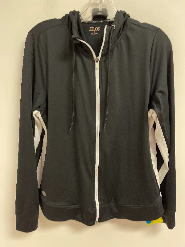 Athletic Jacket By Zelos In Black & White, Size: L