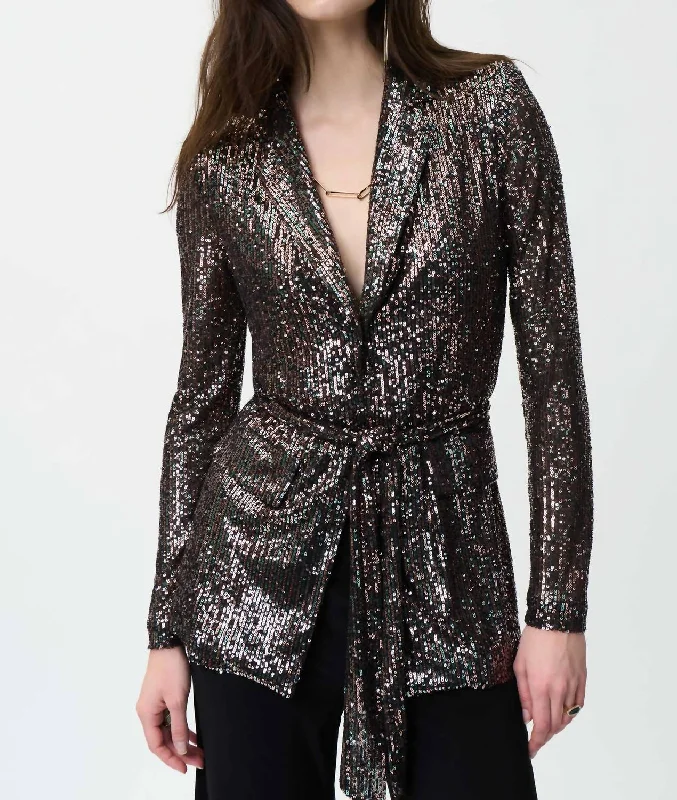 Sequin Blazer In Black/multi