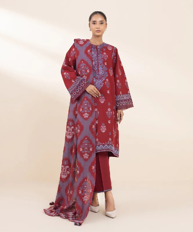 3 Piece - Embroidered Jacquard Suit