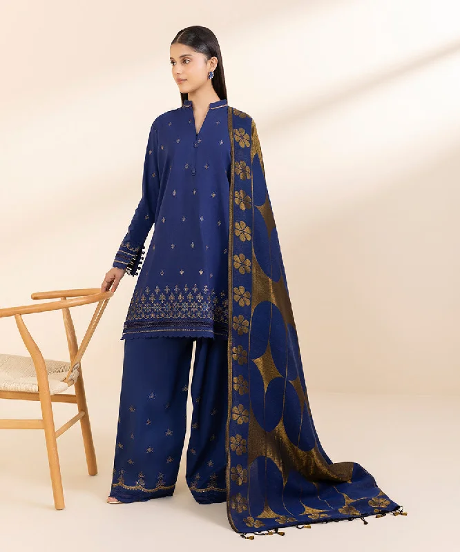 3 Piece - Embroidered Cotton Viscose Suit