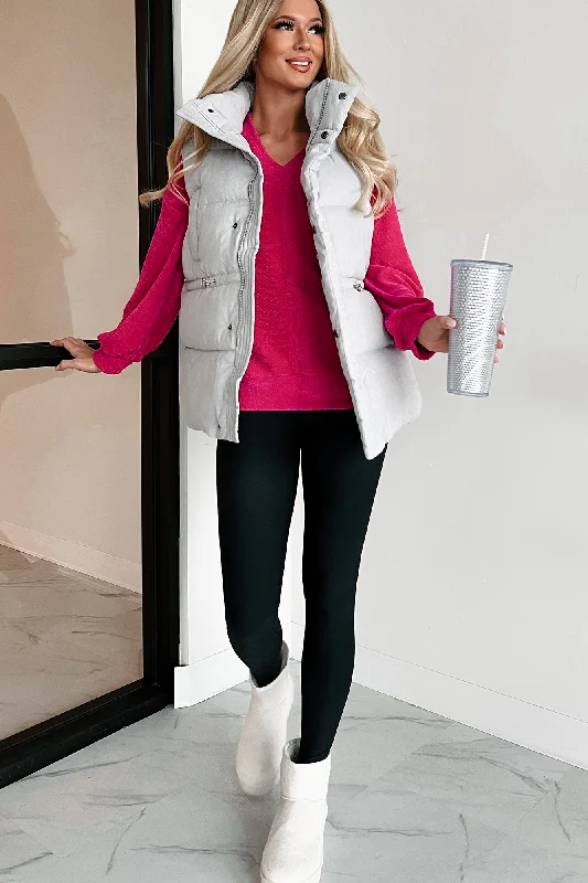 License To Chill Oversized Puffer Vest (Grey)