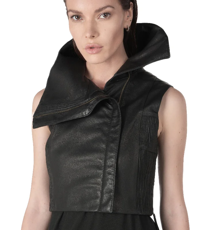 nightjar sleeveless leather vest